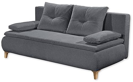 MAGNUS Bequemes Schlafsofa mit Bettkasten in Anthrazit - Ausziehbares Sofa mit Schlaffunktion - 202 x 94 x 104 cm (B/H/T)