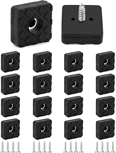 QWORK® 18 Pièces Patins Antidérapants en Caoutchouc, Protection Pied Carrés de Meubles pour Table Chaise Canapé, 22 * 22 * 9 mm, Noir