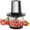 Hachoir Électrique Avec Bol Verre 1.5L, Hachoir à Viande 400W, 2 Niveaux de Vitesse, Avec 4 Lames Amovibles Hachoir Electrique Multifonction pour Hacher Viande, Oignon, Herbes, Fruit Sec Rapide