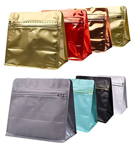 VOLWCO 10 Pezzi Sacchetto di Chicchi di caffè autoportante con Una valvola di degassamento a Senso Unico, Mylar Sacchetti di Alluminio, Sacchetti di stoccaggio di Cibo per caffè in Grani