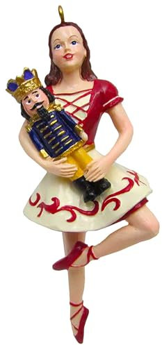 Nutcracker Ballet Gifts Clara Figura de muñeca cascanueces, decoración navideña para árbol de Navidad, decoración del hogar, rojo y verde, 4 pulgadas