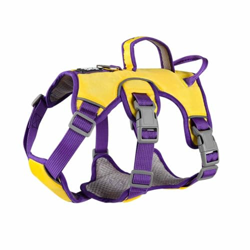feiling No-Pull Hundegeschirr Einstellbar Brustgeschirre für Kleine und Mittelgroße Hunde Weich Reflexstreifen Welpengeschirr (S, gelb)