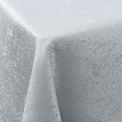 Spotjoy Tischdecke Abwaschbar Rechteckig 140x240cm Polyester Tischwäsche Jacquard Garten Tafeldecke Ornamente Pflegeleicht - Grau