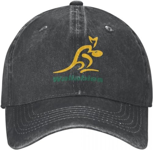 TeysHa Baseballkappe Snapback Sonnenhut Australien Rugby Wallabies Gelb Wallaby Männer Frauen Baseballkappe Distressed Denim Washed Cap Hut Vintage Outdoor Fit Snapback Hut Geschenk