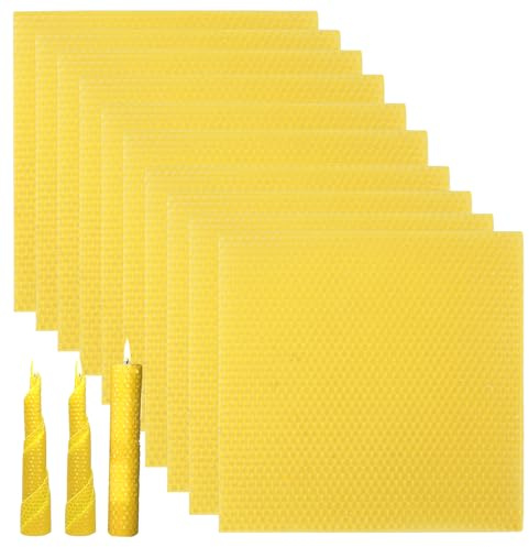 Marstey 30 Stück Bienenwachsblätter zur Kerzenherstellung, 100% natürliches Bio-Bienenwachs-Rollblätter für DIY-Kerzenherstellungs-Kits (20 x 15 cm)
