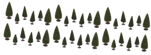 Alipis 45pcs Scale Miniature Scenery Trees Model Cedar Trees Wire Sponge for Model Train