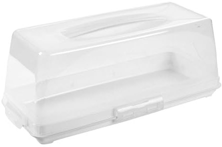 Homéa, Boite à Cake Plastique 36,8 x 17,4 x H14 cm, Blanc