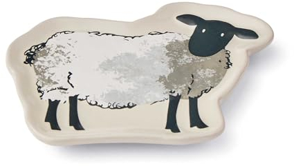 Cooksmart Porta-bustine da tè in ceramica dal design britannico, piatto per bustine di tè usate, piatto per bustine di tè dal design moderno, piatto per tutte le case o gli uffici – Highland Sheep