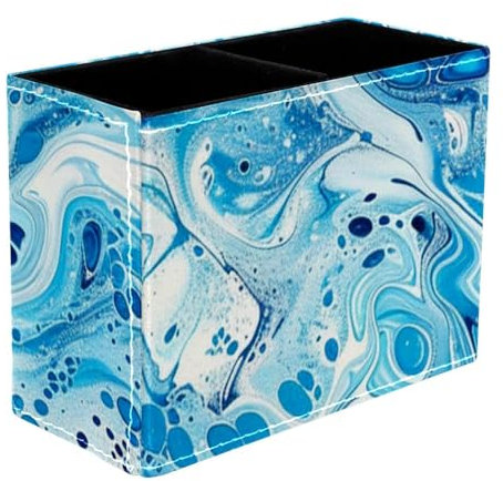 FNETJXF Make-up-Pinselhalter, Pinselhalter, Bleistift-Organizer, Marmor-Blau, Nachttisch, Schreibtisch-Organizer