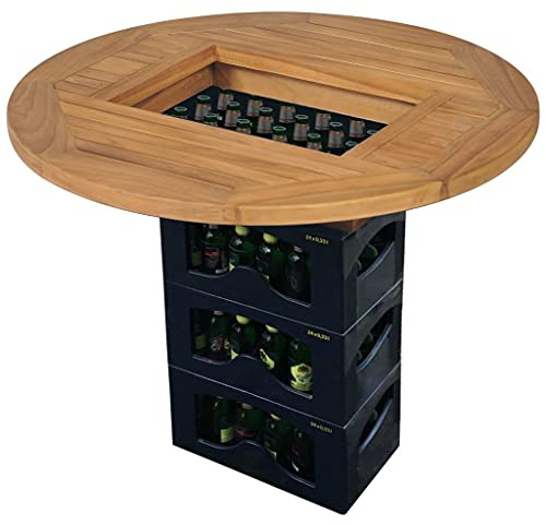 Mesa de madera de teca con forma de caja de cerveza para muebles del hogar, jardín, elegante y funcional, hecha de madera de teca, perfecta para espacios de vida al aire libre