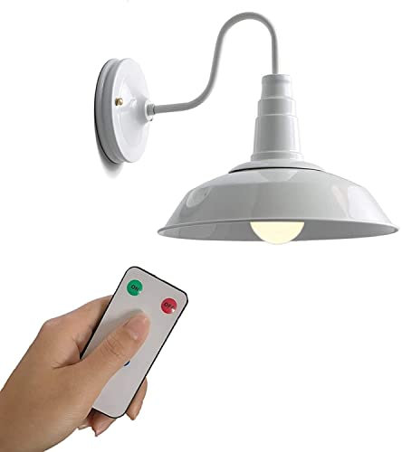 Lampada da Parete Applique 1 Confezione Industrial Retro Iron, 3000K LED Batteria Telecomando Interno Wireless Dimmerabile Bianco per Illuminazione della Stanza