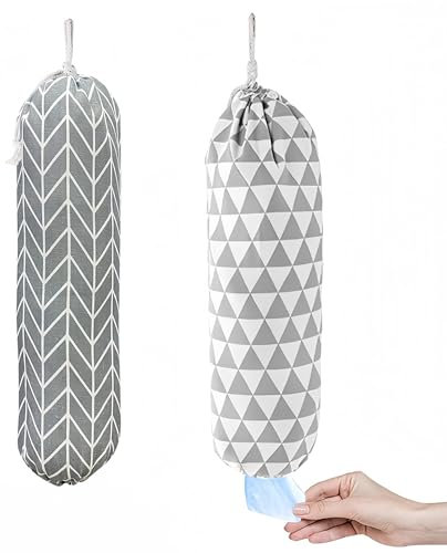 2Pcs Carrier Bag Storage, Carrier Bag Holder, Reusable Washable Plastic Bag Holder, Plastic Bag Storage, Plastic Bag Dispenser for Home Kitchen Cabinet Plastic Bag Storage