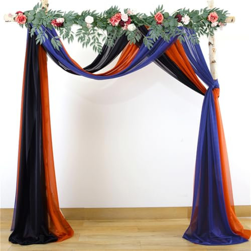 Lsimeru 3 Packs Hochzeitsbogen Vorhang Schwarz Blau Terrakotta Querbehang Freihanddeko Gardinenschal Bogen Transparent Voile Hochzeitsvorhang Hochzeit Hintergrund Deko
