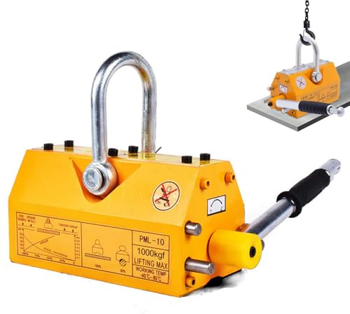 Heavy Duty Permanent Magnetic Lifter with Quick Release | 220-1320 Lbs Lifting Capacity | for Hoist, Shop Crane, Plate Steel & Round Bar | UK Compatible