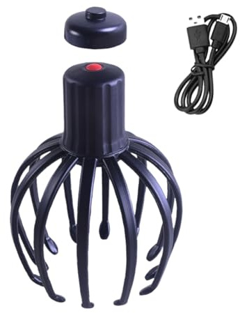 Kopfmassagegerät - Octopus Massagegerät | Kabelloser tragbarer Kopfkratzer für Stress Relax | Elektrischer Scruncher mit 12 Fingern | Oktopus zur Kopfhautentlastung | Stress Relax Wiederaufladbarer