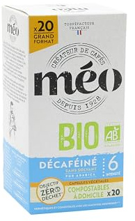 Cafés Méo - Capsule Café Bio Décaféiné Pur Arabica - 100 Capsules - Compatible avec Nespresso - Intensité 6/10 - Arômes Authentiques, Doux et Aromatique - Agriculture Biologique - Lot de 5x20