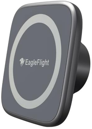 EagleFlight 17mm Magnetic Phone Mount Base for MagSafe - 5.5LBS Strong Magnet,Universal Car Accessory for iPhone 16/15/14/13/12, Secure Hold on Bumpy Roads, 360° Rotation, Rubber Protection