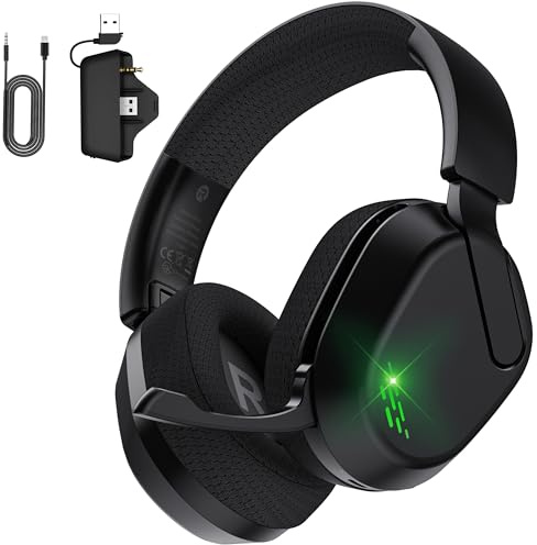 Gvyugke Xbox Headset with Mic, Wireless Gaming Headset for Xbox Series X or S, Xbox One, PS5, PS4, PC and Mobile - 2.4GHz USB & Type-C Ultra Stable Gaming Headphones, Flip Microphone (Black)