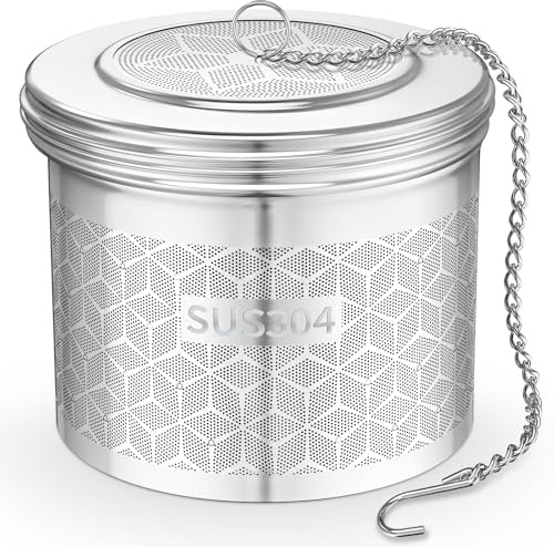 Yomanta Tea Strainer for Loose Tea Extra Large, Tea Infuser with Extended Chain & S-Hook, Tea Filter & Spice Strainer 304 Stainless Steel, Fine Mesh Spice Infuser for Cooking