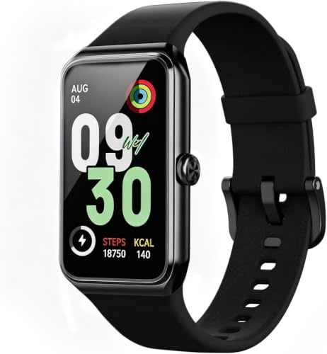 PitPat Fitness Tracker with 1.47 Screen, 24/7 Heart Rate, Blood Oxygen Sleep Pressure Monitor, Step Counter Waterproof IP67, Activity Tracker with App, Health Watch for Women and Men (Black)