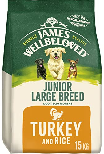James Wellbeloved Complete Dry Junior Large Breed Dog Food, Turkey and Rice, 15 kg