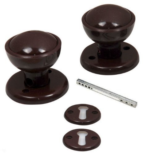 Brown Plastic Rim Mortice Door Knob Set