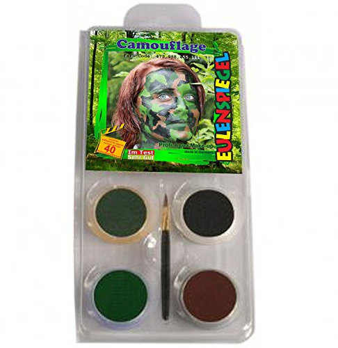 Eulenspiegel 204689 - Schmink-Set Camouflage, für ca. 40 Masken, Schminkfarben, Karneval, Mottoparty