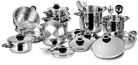 Lagostina Dietetica, Set di Pentole e Utensili da Cucina, Adatto a Induzione, Gas e Forno in Acciaio Inox 18/10, Lavabile in Lavastoviglie, Made in Italy, 24 Pezzi