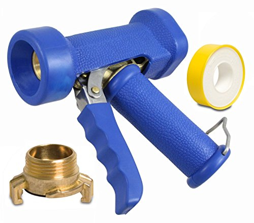 Agrarflora Profi Reinigungspistole 1/2 Zoll - Spar Set mit Messing Anschluss & Dichtband - Reinigungsbrause für Trinkwasser - Waschpistole, Waschbrause, Gartenbrause - für Industrie & Gewerbe