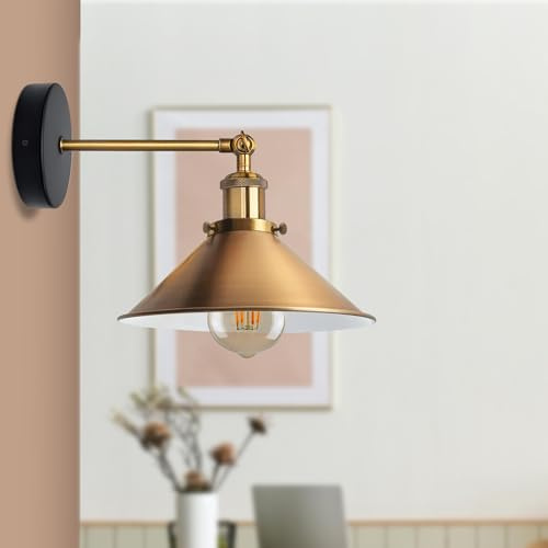 LEDSone Metallschirm Wandbeleuchtung Wandleuchten Vintage Industrie Loft-Wandlampen Antik Deko Design Wandbeleuchtung 22 cm x 18 cm Schwarz Eisen Indoor Wandleuchte 19 cm x 22 cm x 19 cm