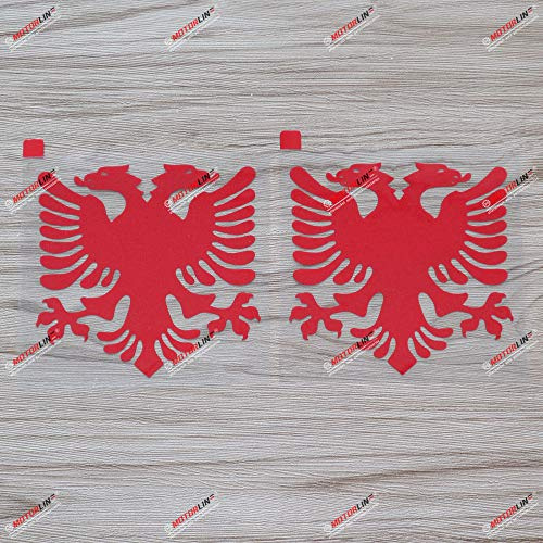2er-Set Rot, 10,2 cm Albanien-Flagge, zweiköpfiger Adler, Decal-Aufkleber, Auto-Vinyl, konturgeschnitten, ohne Hintergrund