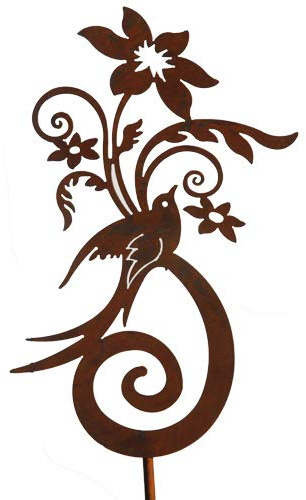 Bornhöft Gartenstecker Paradiesvogel Blumen Beetstecker Topfstecker Metall Rost Gartendeko Edelrost rostige Dekoration 165cm