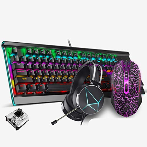 ARCH Clavier Gamer 104 Touches Clavier Mécanique Régler avec Les Multimédia, Les Jeux Clavier Souris Casque Kit, Arc-en-LED Rétro-éclairé Filaire, for PC, Gamers Ordinateur Windows PC Clavier