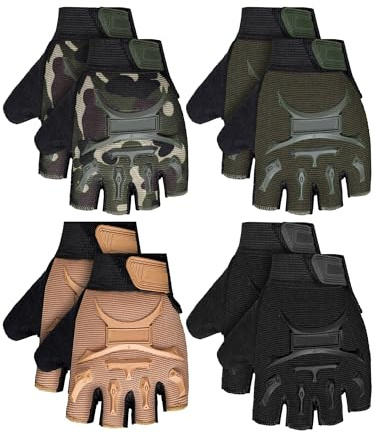 SATINIOR 4 Pairs Kids Half Finger Cycling Sport Gloves(6-8 Years, Cool)