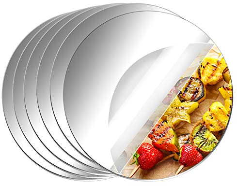 Aneco 6 Pack Acrylic Round Mirrors Non Glass Round Mirror Plate Removable Acrylic Mirror Stickers Mirror Plate for Home Wall Decor or Wedding Table Centerpiece, 10 Inches (Thickness 2 mm)