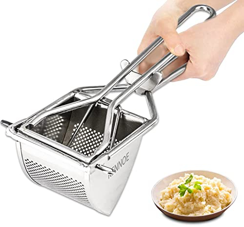 KENNOE Schiacciapatate Acciaio Inox, Schiacciapatate Professionale, Rimovibile e Lavabile in lavastoviglie, Ideali per Patate, Succhi, Frutta, erdura e Altro