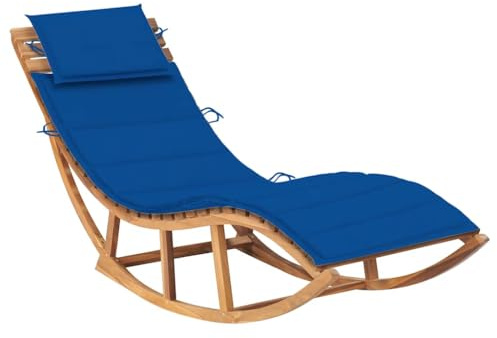 vidaXL Teak Massiv Schaukelliege mit Auflage Sonnenliege Gartenliege Holzliege Liege Liegestuhl Gartenmöbel Saunaliege Freizeitliege Strandliege Relaxliege