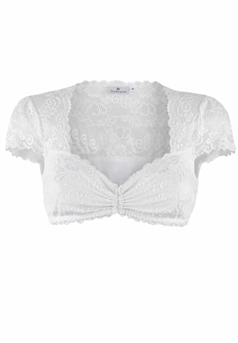 Stockerpoint Dirndlblus, Jasmin I storlek 30–48 I damblus med eleganta spetsar och justerbar halsbredd I Bekväm och lätt att rengöra, perfekt för dräkter och festligheter, Vit, 42