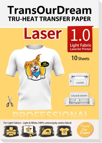 TransOurDream Laser Transfer Paper 10 Sheets A4 for Light Fabric