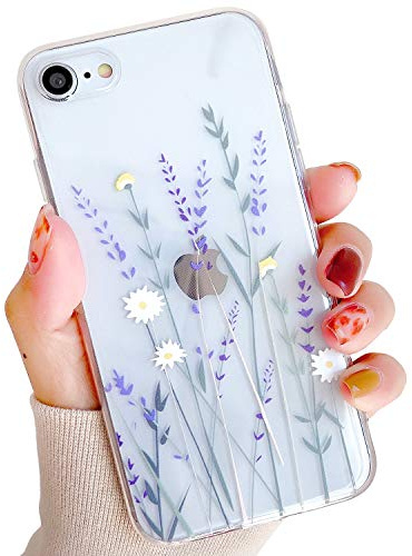 ZTUOK Kompatibel mit iPhone 7/8/SE 2022/SE 2020 Hülle, klares süßes Blumen-Design, Flexibler Bumper TPU, weiches Gummi, Silikon, Mädchen und Jungen Hülle für iPhone 7/8/SE 2/SE 3 (Transparent)