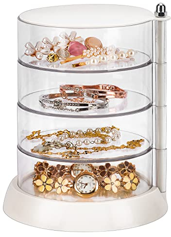 JessLab Haar-Accessoires Organizer, Clear 4-Layer-Acryl-Organisator für Mädchen Haare Binden, klassifizieren Lagerung von Layer-Box für Haar-Accessoires & Armbänder Ringe Armreifen