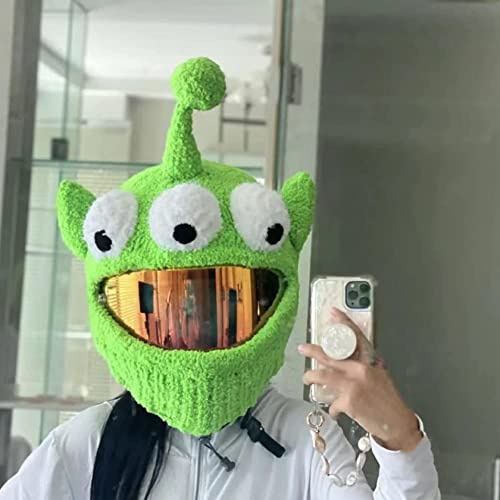 GIOBOY Lustiger Motorradhelm-Überzug – Personalisierte Vollgesichts-integrierte verrückte Cartoon-Plüsch-Schutzhülle für lustige Fahrten und Geschenke, A1