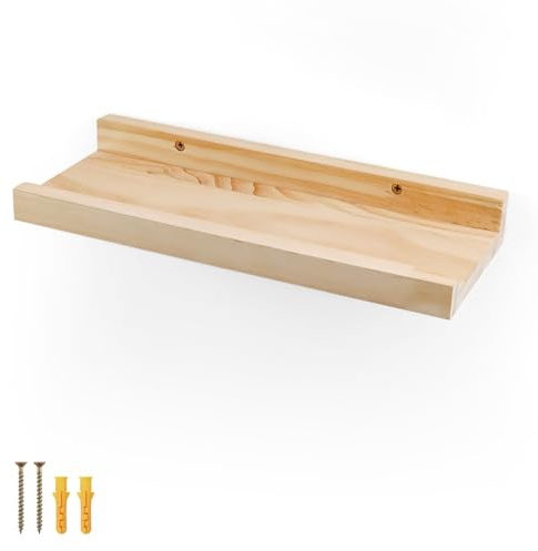LNSYSNS Wandregal Holz 30 cm – Schweberegal aus Kiefernholz im EIN-Wort-Design, Floating Shelves für Küche, Wohnzimmer & Büro, Original Holzregal für Wände & Hängeregal