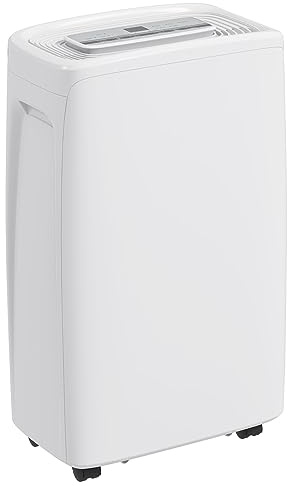 HOMCOM Deshumidificador Eléctrico 12L/Días Depósito de Agua 1,5L Deshumidificador Silencioso con 4 Modos 2 Velocidades Ruedas Pantalla LED Temporizador para 10-25 m² Blanco