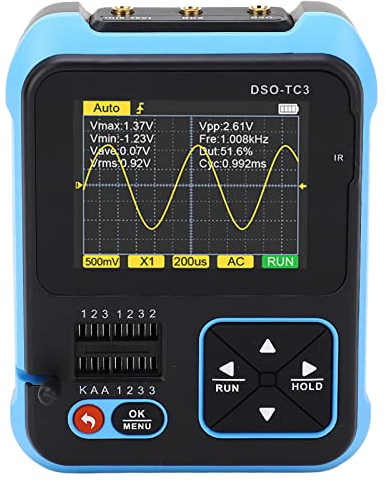 Digitales Oszilloskop, Transistor-Tester, Widerstandsmessgerät, Tragbares 3-in-1-Handgerät mit Echtzeit-Abtastung, 500 KHz Bandbreite, 400-V-Messung (Ohne Gabel)