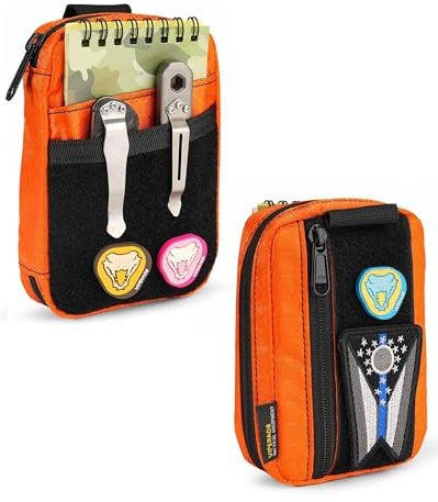 VIPERADE VE26 EDC Pouch Organizer with 11 Compartments, Small Tool Pouch with DIY Patches Area, EDC Pocket Organizer for Mutitools