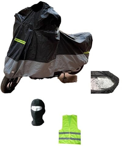 Compatible con KYMCO Agility 125 Funda para Moto Cobertura Anti Granizo Polar Impermeable DE PVC Cover Cubierta con Rayas Fluo Talla L 232X100X125CM