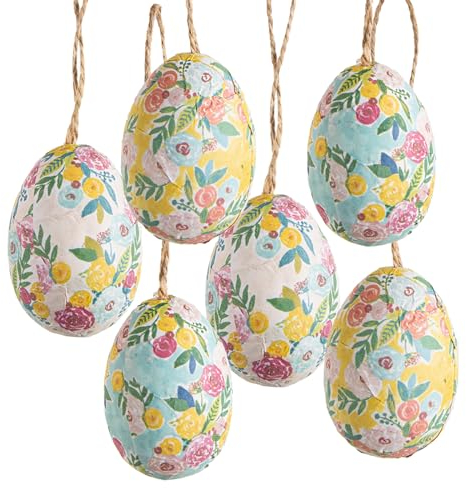 Logbuch-Verlag 6 Nostalgie Ostereier bunt Pastell floral künstliche Eier Ostern Deko Osteranhänger