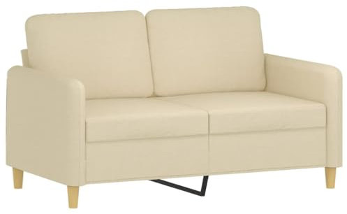 vidaXL Sofa 2-Sitzer, Loungesofa Couch mit Armlehnen Rückenkissen, Wohnzimmersofa Designsofa mit Metallgestell, Sitzmöbel Zweisitzer, Creme Stoff