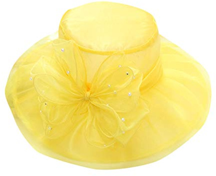 XIUH Damenhut Organza Hut Hochzeit Anlasshut Brauthut Strandhut Strohhüte Sonnenhut Blumen Sommerhut Party Hut Damen Sommerhut Hüte Damen Elegant
